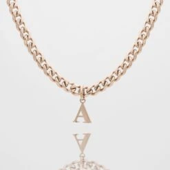 Mya Initial Necklace | Thick Cuban -Prya Store MyaCubanInitialNecklace A 01 PRYA 2