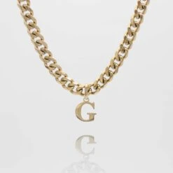 Mya Initial Necklace | Thick Cuban -Prya Store Mya Initial Necklace Thick Cuban G gold PRYA