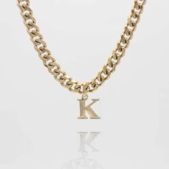 Mya Initial Necklace | Thick Cuban -Prya Store Mya Initial Necklace Thick Cuban K gold PRYA