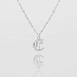 Old English Initial Necklace -Prya Store Old English Initial E 02 PRYA Edit 2