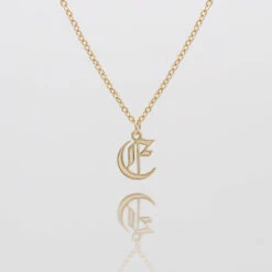 Old English Initial Necklace -Prya Store Old English Initial E 02 PRYA Edit