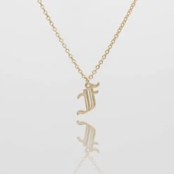 Old English Initial Necklace -Prya Store Old English Initial F 01 PRYA Edit