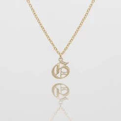 Old English Initial Necklace -Prya Store Old English Initial G 01 PRYA Edit
