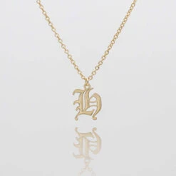 Old English Initial Necklace -Prya Store Old English Initial H 01 PRYA Edit
