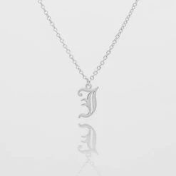 Old English Initial Necklace -Prya Store Old English Initial J 01 PRYA Edit 2