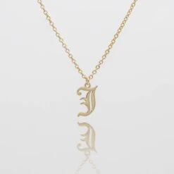 Old English Initial Necklace -Prya Store Old English Initial J 01 PRYA Edit