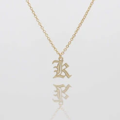 Old English Initial Necklace -Prya Store Old English Initial K 01 PRYA Edit