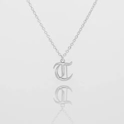 Old English Initial Necklace -Prya Store Old English Initial T 01 PRYA Edit 2