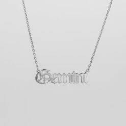 Old English Zodiac Name Necklace -Prya Store Old English Zodiac Necklace Gemini 01 PRYA 2