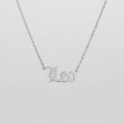 Old English Zodiac Name Necklace -Prya Store Old English Zodiac Necklace Leo 01 PRYA 2