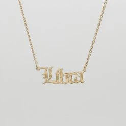 Old English Zodiac Name Necklace -Prya Store Old English Zodiac Necklace Libra 01 PRYA 1