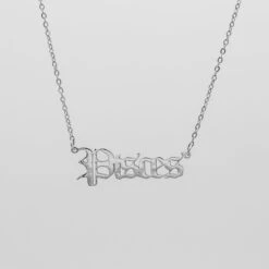 Old English Zodiac Name Necklace -Prya Store Old English Zodiac Necklace Pisces 01 PRYA 2