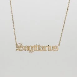 Old English Zodiac Name Necklace -Prya Store Old English Zodiac Necklace Sagittarius 01 PRYA 1