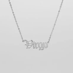 Old English Zodiac Name Necklace -Prya Store Old English Zodiac Necklace Virgo 01 PRYA 2