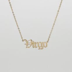 Old English Zodiac Name Necklace -Prya Store Old English Zodiac Necklace Virgo 01 PRYA