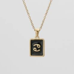 Onyx Zodiac Symbol Necklace 17 Onyx Zodiac Symbol Necklace -Prya Store OnyxZodiacSymbols Cancer