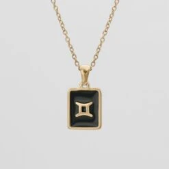 Onyx Zodiac Symbol Necklace 16 Onyx Zodiac Symbol Necklace -Prya Store OnyxZodiacSymbols Gemini