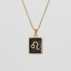 Onyx Zodiac Symbol Necklace 18 Onyx Zodiac Symbol Necklace -Prya Store OnyxZodiacSymbols Leo