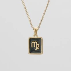 Onyx Zodiac Symbol Necklace 19 Onyx Zodiac Symbol Necklace -Prya Store OnyxZodiacSymbols Virgo
