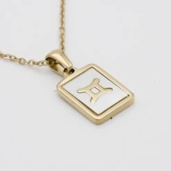 Opal Zodiac Symbol Necklace -Prya Store OpalZodiacnecklace Gemini 02 PRYA