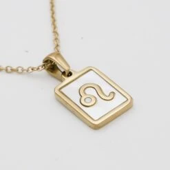 Opal Zodiac Symbol Necklace -Prya Store OpalZodiacnecklace Leo 02 PRYA