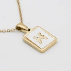 Opal Zodiac Symbol Necklace -Prya Store OpalZodiacnecklace Pisces 02 PRYA