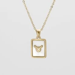 Opal Zodiac Symbol Necklace -Prya Store OpalZodiacnecklace Taurus 01 PRYA
