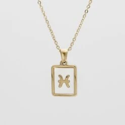 Opal Zodiac Symbol Necklace -Prya Store Opal Zodiac necklace Picses 01 PRYA