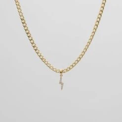 ICY Lightning Bolt Cuban Necklace -Prya Store P1290315
