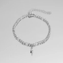 ICY Lightning Bolt Figaro Anklet -Prya Store P1290327 2