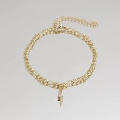 ICY Lightning Bolt Figaro Anklet