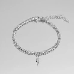 ICY Lightning Bolt Cuban Anklet -Prya Store P1290373 3