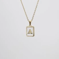 Opal Initial Necklace -Prya Store P1370018