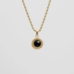 Esme Onyx Round Necklace -Prya Store P1370072