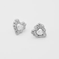 Amber Heart & Pearl Earrings -Prya Store P1720180 2