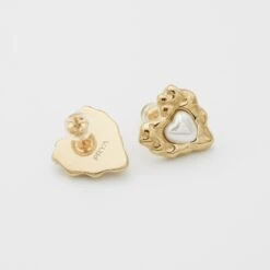Amber Heart & Pearl Earrings -Prya Store P1720182