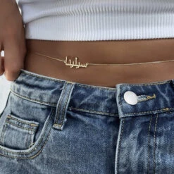 Arabic Custom Name Belly Chain -Prya Store PRYA ArabicMiniCurbBellyChain 4