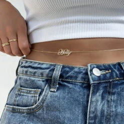 Cali Custom Name Belly Chain 16 Cali Custom Name Belly Chain -Prya Store PRYA CaliMiniCurbBellyChain 1