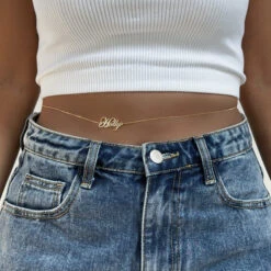 Cali Custom Name Belly Chain 22 Cali Custom Name Belly Chain -Prya Store PRYA CaliMiniCurbBellyChain