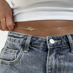 Cali Custom Name Belly Chain 15 Cali Custom Name Belly Chain -Prya Store PRYA CaliSphereBellyChain