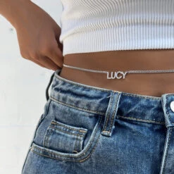 ICY Classic Custom Name Belly Chain -Prya Store PRYA ICYSilverBellyChain