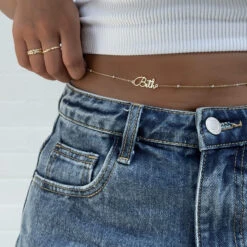 London Custom Name Belly Chain 16 London Custom Name Belly Chain -Prya Store PRYA LondonSphereBellyChain 1
