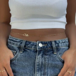 London Custom Name Belly Chain 21 London Custom Name Belly Chain -Prya Store PRYA LondonSphereBellyChain 2