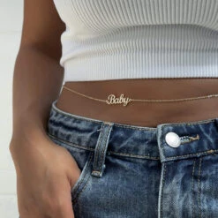 Miami Custom Name Belly Chain -Prya Store PRYA MiamiClassicBellyChain 1