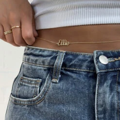 Miami Custom Name Belly Chain -Prya Store PRYA MiamiMiniCurbBellyChain 3