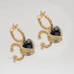 Louisa Onyx Heart Earrings -Prya Store PRYACUSTOMNAMENECKLACE 1380304
