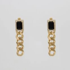 Diana Onyx Tablet Chain Earrings
