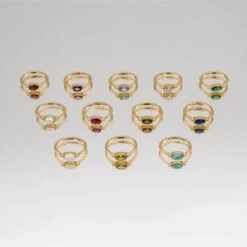 Birthstone Ring | Gold 24 Birthstone Ring | Gold -Prya Store PRYACUSTOMNAMENECKLACE 1390549