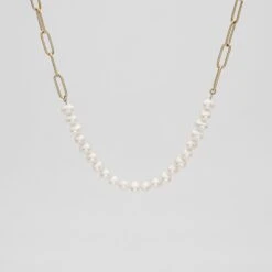 Camila Pearl Paperclip Necklace