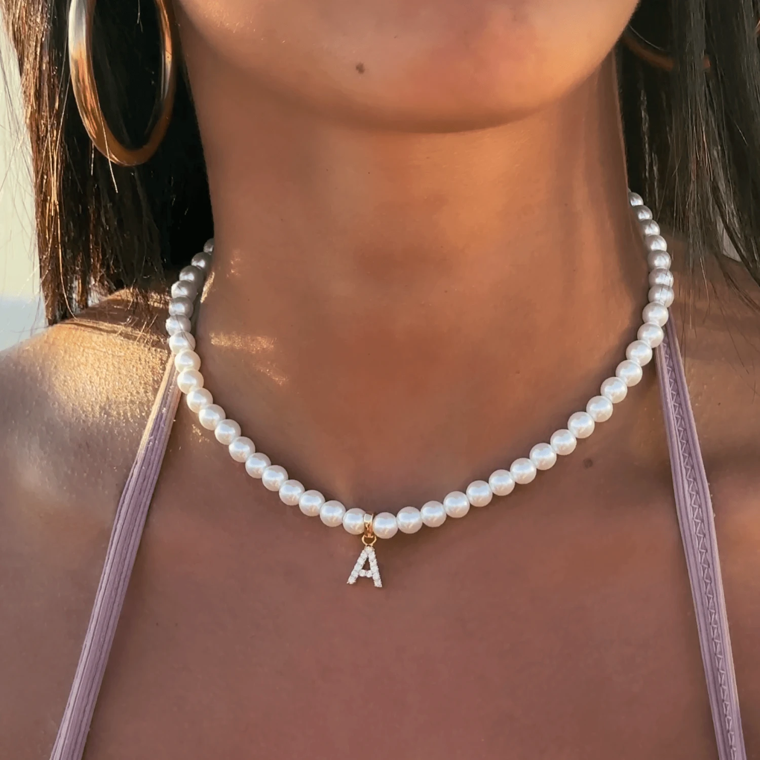 ICY Pearl Initial Necklace 2 ICY Pearl Initial Necklace - Image 2